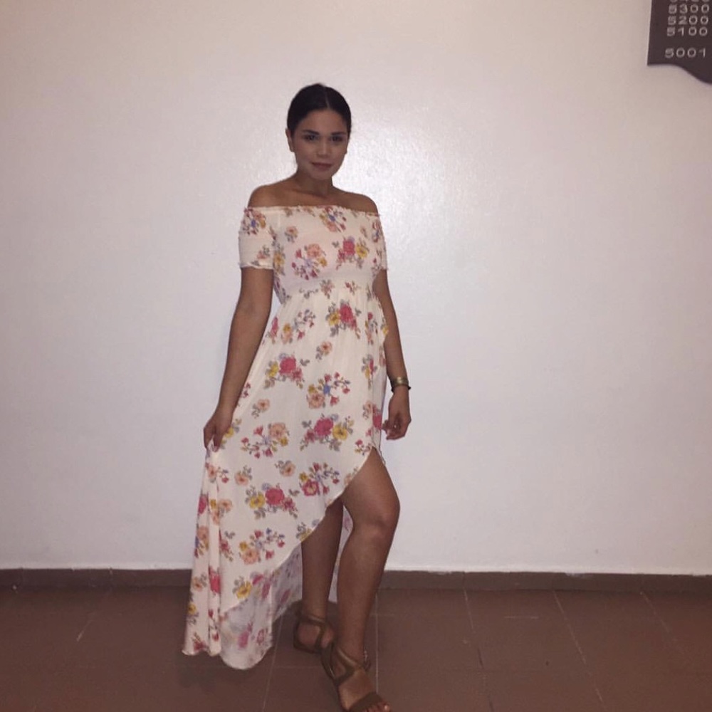 Off the shoulder Floral Print Maxi Dress